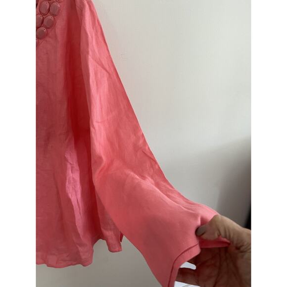 Talbot's Women 3X Petite Pink Linen Tunic Embellished V Neck Blouse NEW - Picture 4 of 6
